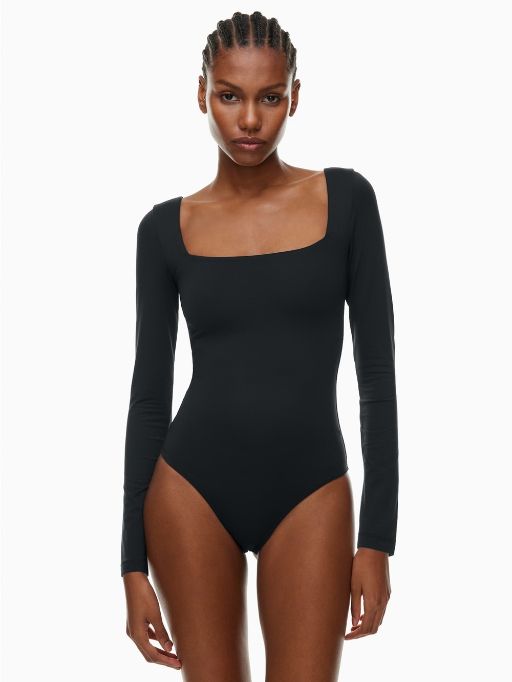 Aritzia Babaton Original Contour Squareneck Long Sleeve Bodysuit in Black XS